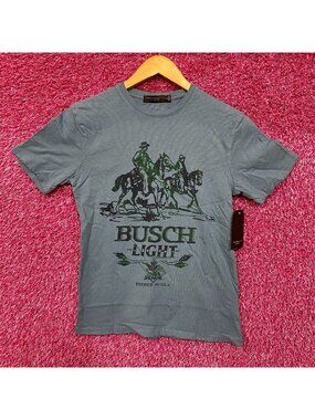 Busch Light Logo Brewed In U.S.A Cowboys Blue T-Shirt Extra Small